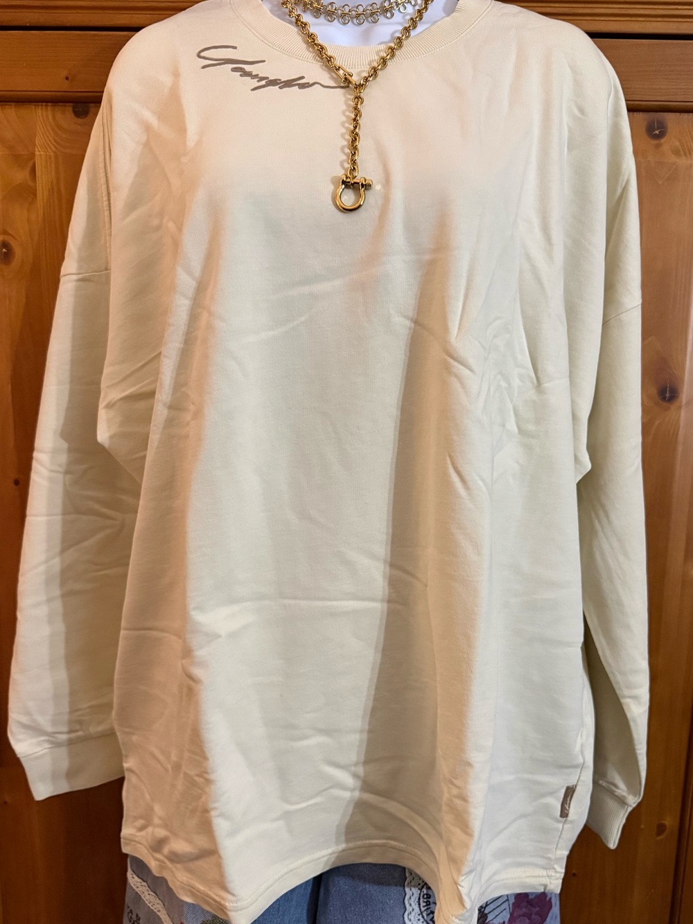 YoungLA Oversized Cream Crewneck Sweatshirt Size Large NWT - Picture 3 of 6